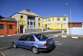 Street scene in front of the former gymnasium, Lüderitz, Karas Region, Namibia