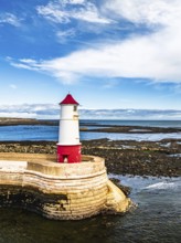 Berwick Pier and Lighthouse from a drone, Berwick-upon-Tweed, England, United Kingdom