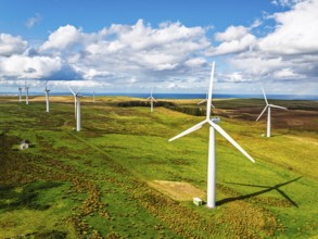 Wind Farm from a drone in southeast Scotland, UK