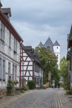 Alley in the old town centre of Eltville, Rheingau, Hesse, Germany