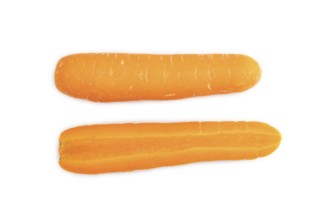 Orange Carrot isolated on white background. Top view, close up, flat lay. healthy food, vegetable,