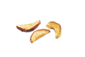 Dried Apples isolated on white background. Side view, close up. healthy food, minimalism. sweet