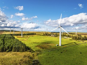 Wind Farm from a drone in southeast Scotland, UK