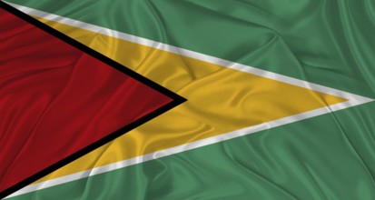 Flag of Guyana with cloth texture. Close up of Guyana flag waving