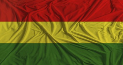 Bolivian flag with fabric texture background. National flag of Bolivia