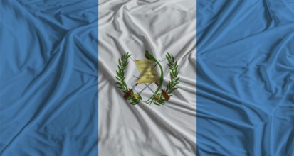 Guatemalan flag with fabric texture background. National flag of Guatemala