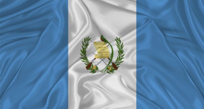 Flag of Guatemala with cloth texture. Close up of Guatemala flag waving