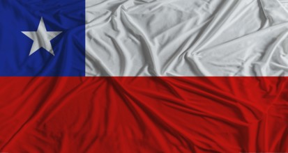 Chilean flag with fabric texture background. National flag of Chile