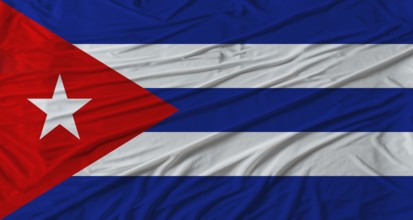 Cuban flag waving. Flag of Cuba with cloth texture