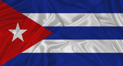 Flag of Cuba with cloth texture. Close up of Cuba flag waving