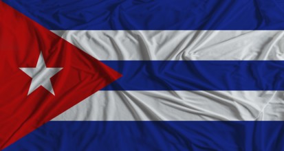 Cuban flag with fabric texture background. National flag of Cuba