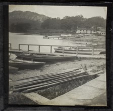 Jetties for landing boats, Lake Windermere at Waterhead, Ambleside, Lake District, Cumbria,