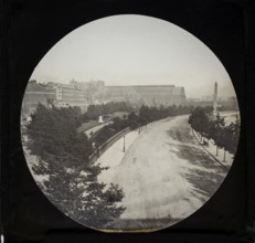Victoria Embankment and Charing Cross railway station, London, England, UK completed 1870 under the