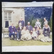 Portrait group photograph three generations prosperous middle-class Victorian Edwardian family,