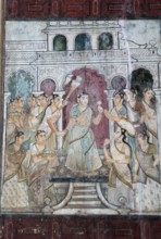 Mural painting in the Daria Daulat Bagh or Tipu Sultan's Summer Palace, Srirangapatna, Karnataka,