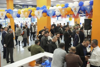 Gaziantep, Türkiye – May 28, 2023. Members of the ruling Justice and Development Party (AKP) follow