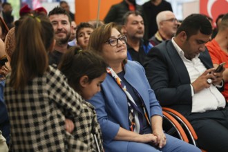 Gaziantep, Türkiye – May 28, 2023. Fatma Sahin, mayor of Gaziantep, joins supporters of President