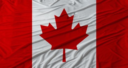 Canadian flag waving. Flag of Canada with cloth texture