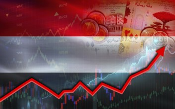 Yemen economic growth on financial graph. Yemen financial growth on market graph