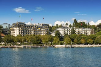 Luxury hotels on the lakeshore, Lausanne, Switzerland