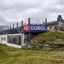 Mountain restaurant Hohe Mut Alm on the mountain pasture of the same name in Gurgl, Tyrol, Austria,