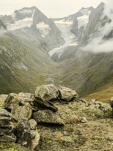 View from the Hohe Mut over to the Gaisbergferner and the Gurgler Kamm in the Ötztal Alps, Tyrol,