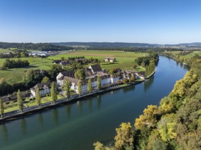 Aerial view of the former convent of the Dominican nuns St Katharinental am Rhein near