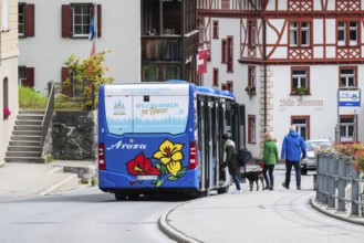Bus stop Arosa Bus, Arosa, Graubünden, Switzerland