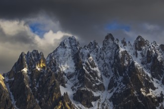 Close-up of mountain peaks of the Sesto Dolomites, Haunold Group, San Candido, Val Pusteria,