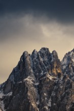 Close-up of mountain peaks of the Sesto Dolomites, Haunold Group, San Candido, Val Pusteria,
