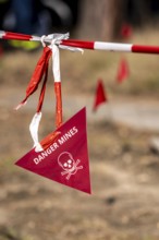 Civil defence exercise scenario, after a drone attack on a residential area, emergency services