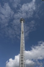 Transmission mast, cloudy sky, Eckental, Middle Franconia, Bavaria, Germany