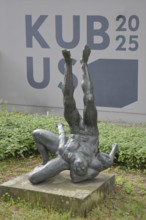 Sculpture wrestling group by Joachim Jastram 1973, modern art, bronze sculpture, two wrestlers