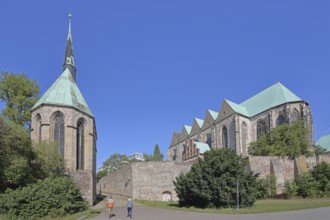 Gothic Magdalen Chapel and Romanesque St Peter's Church, Romanesque Road, Magdeburg, Saxony-Anhalt,