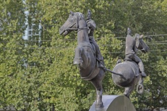 Magdeburg hemispheres by Thomas Virnich 2012, monument to physicist and mathematician Otto von