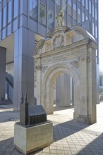 St Catherine's portal built in 1668 with patron saint Catherine of Alexandria and model monument to
