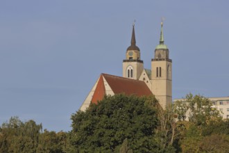 Late Romanesque St John's Church with twin towers, Magdeburg, Saxony-Anhalt, Germany