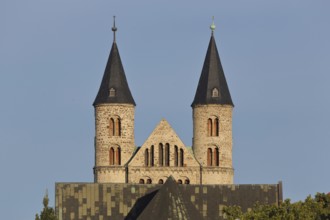 Romanesque church, art museum and Our Lady's Monastery with twin towers, Magdeburg, Romanesque