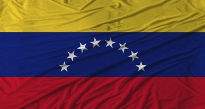 Venezuelan flag waving. Flag of Venezuela with cloth texture
