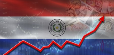 Paraguay financial growth on market graph. Paraguay economic growth on financial graph
