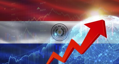 Global financial growth with Paraguay flag. Financial growth with Paraguay flag on economic