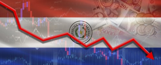 Paraguay financial crisis on economic graph. Financial fall of Paraguay on economy market
