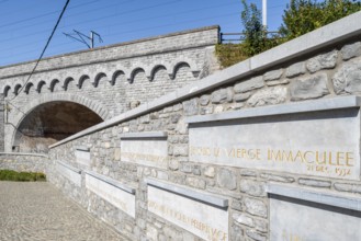 Bridge at Our Lady of Beauraing, Notre-Dame de Beauraing sanctuary, place of pilgrimage and Marian