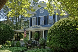 Old wooden house built in 1850, Belvidere, a town in Warren County, New Jersey, USA