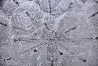 Dandelion fountain, stainless steel fountain, frozen movement, water, Königstraße, Stuttgart, state