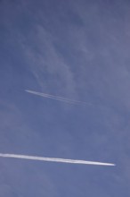 Blue sky with vapour trails, Germany