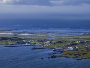 Fjord, coast, summer, aerial view, place, sea, cruise ship, mass tourism, Djupivogur, Berufjördur,