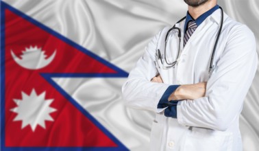 Nepal national health system. Nepal health and medical insurance concept