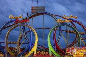 Oktoberfest attraction Olympia Fünfer Looping, Festwiese, Theresienwiese, Oktoberfest, Munich,