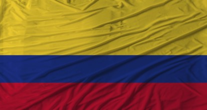 Colombian flag waving. Flag of Colombia with cloth texture